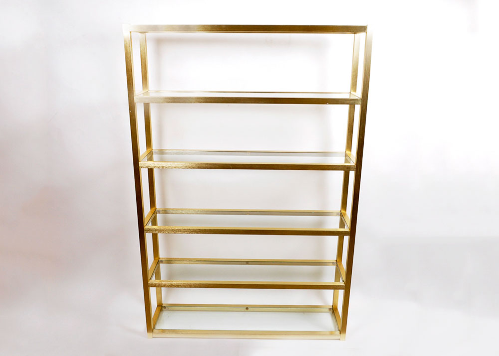 Gold Tone and Glass Shelves