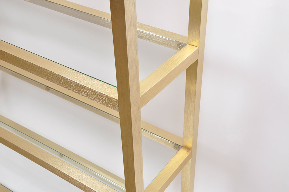 Gold Tone and Glass Shelves