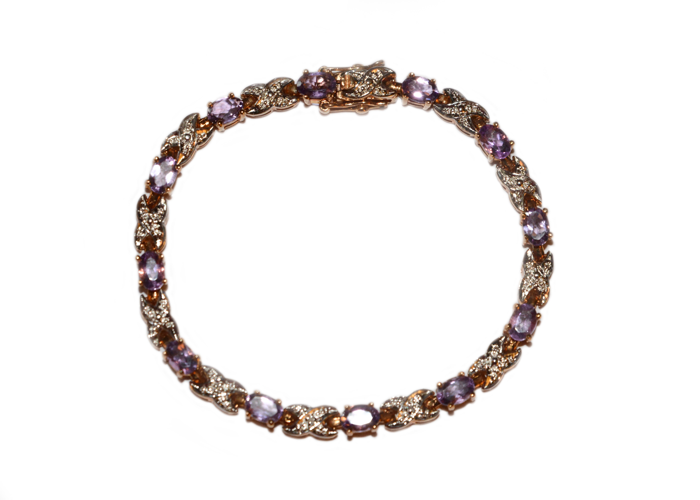 Gold Plated Sterling Silver Bracelet with Amethysts