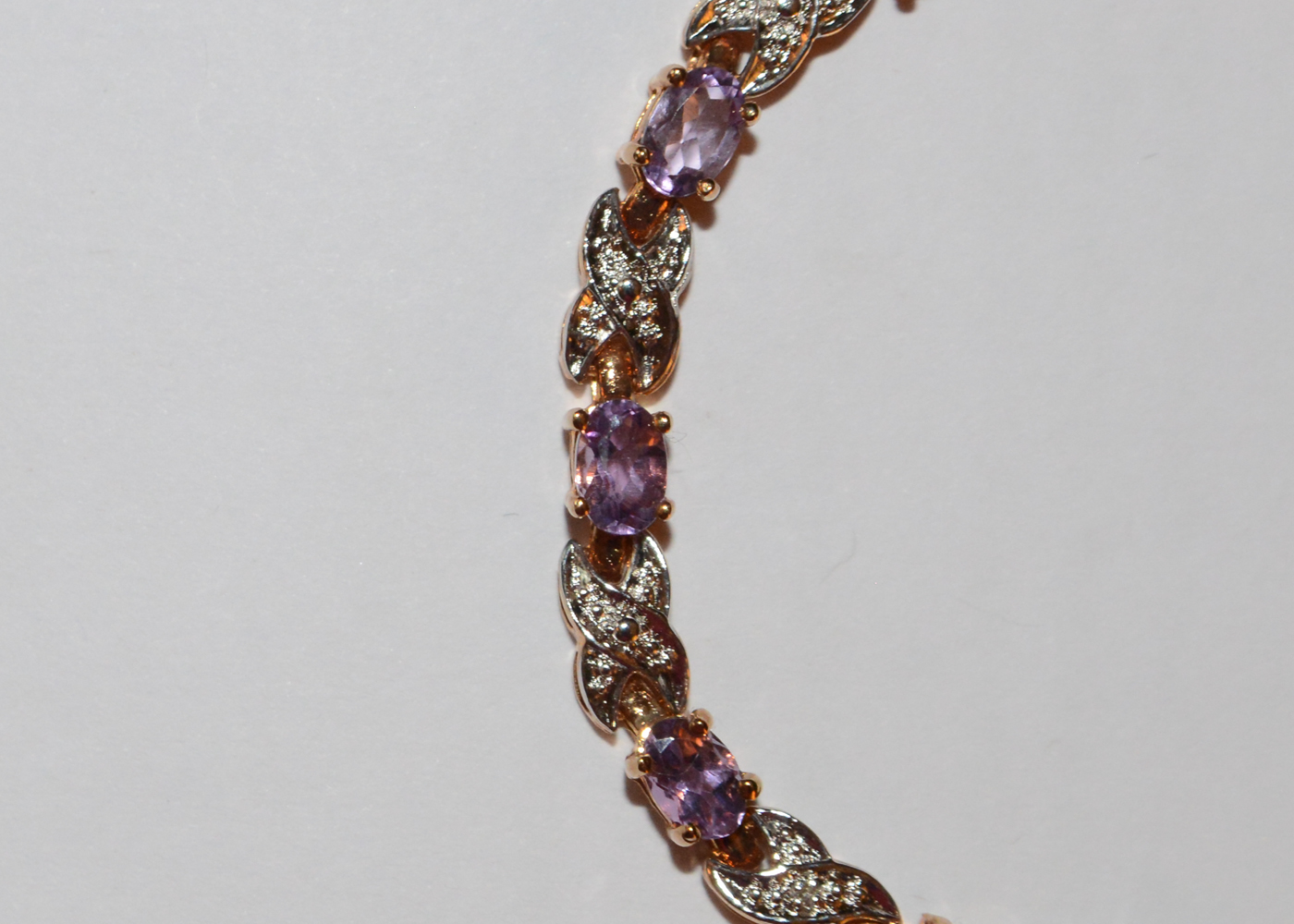 Gold Plated Sterling Silver Bracelet with Amethysts