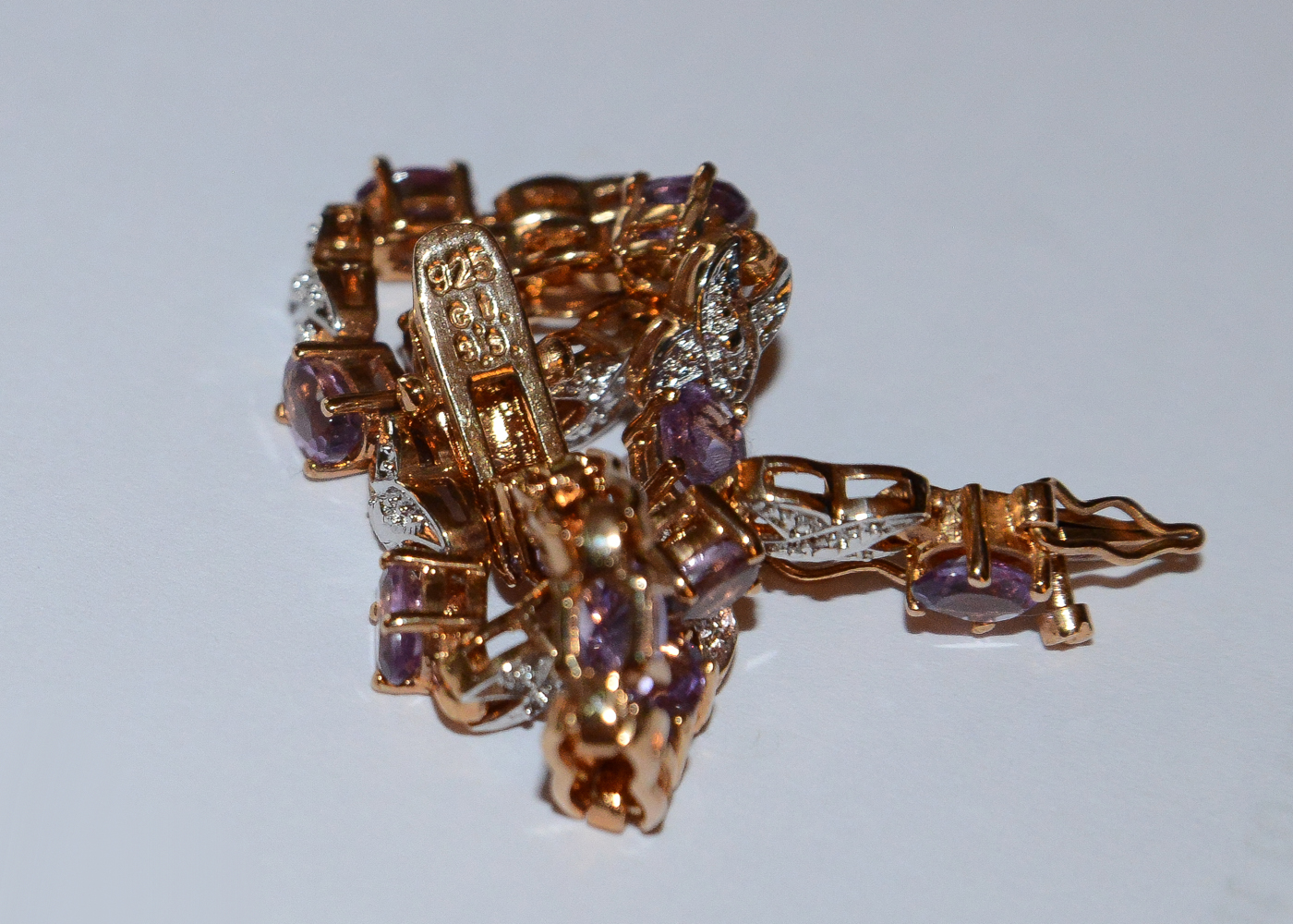 Gold Plated Sterling Silver Bracelet with Amethysts
