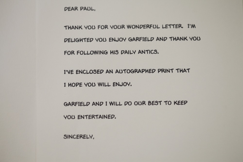 "Garfield" Creator Jim Davis Autograph and Print