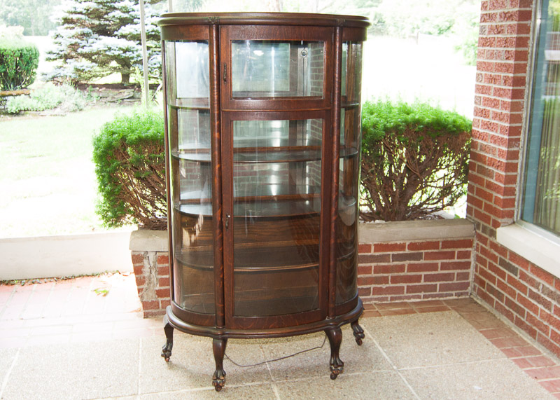 Vintage Oak Half Round China Cabinet