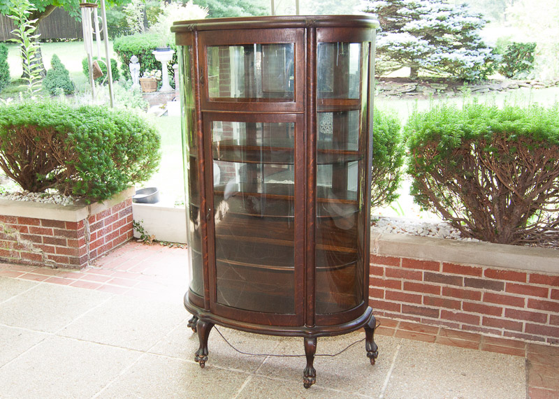 Vintage Oak Half Round China Cabinet