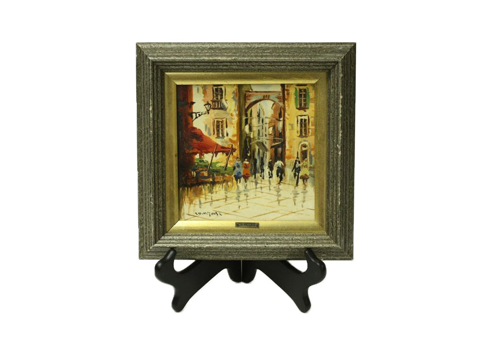 Charles Nicoise Framed Oil Painting on Porcelain Tile