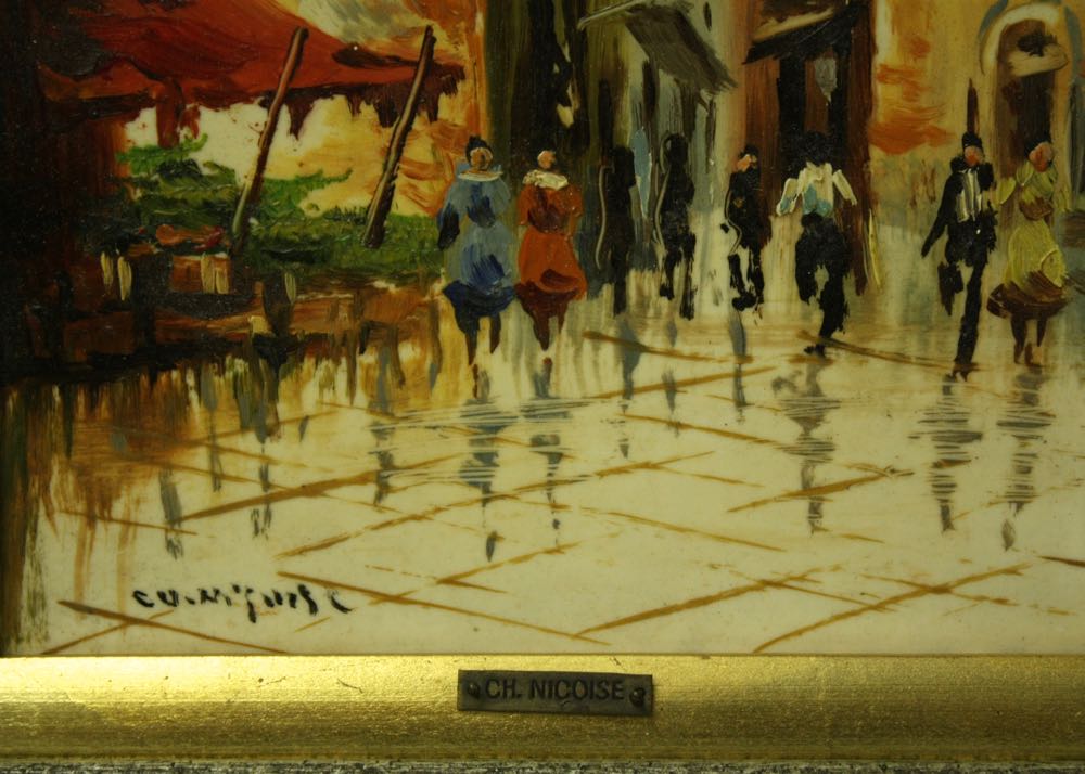 Charles Nicoise Framed Oil Painting on Porcelain Tile