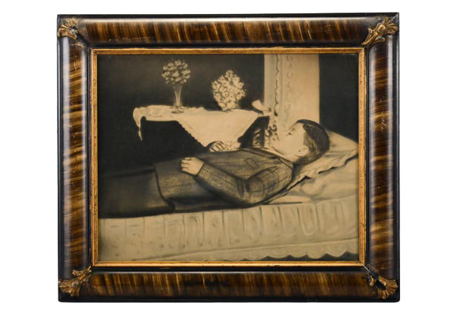 Original Charcoal and Pencil Post Mortem Drawing