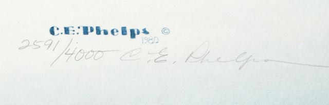 C. E. Phelps Signed L/E Photo Offset Lithograph of Barn