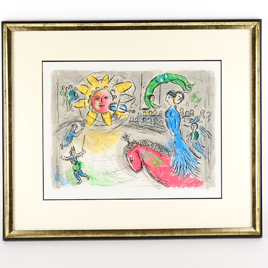 Original Marc Chagall Lithograph titled "Soleil Au Cheval Rouge"