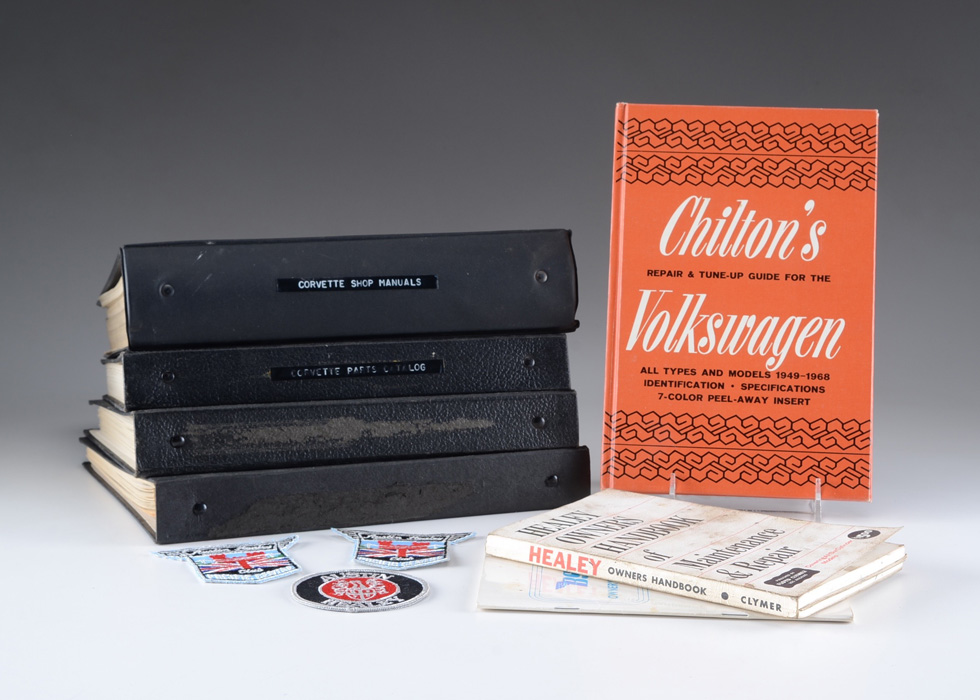 Assorted Vintage Car Manuals, Corvette, Austin Healey