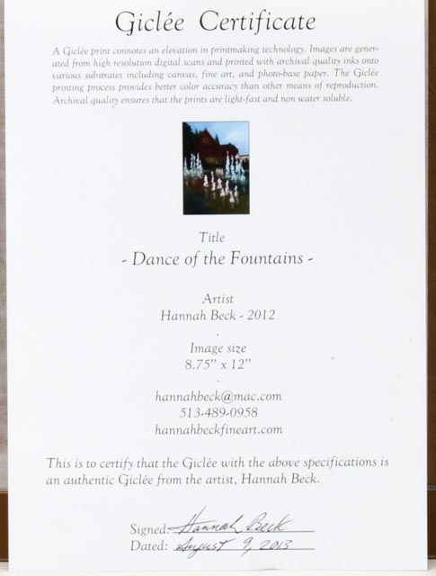 Hannah Beck "Dance of the Fountains" Giclée Print