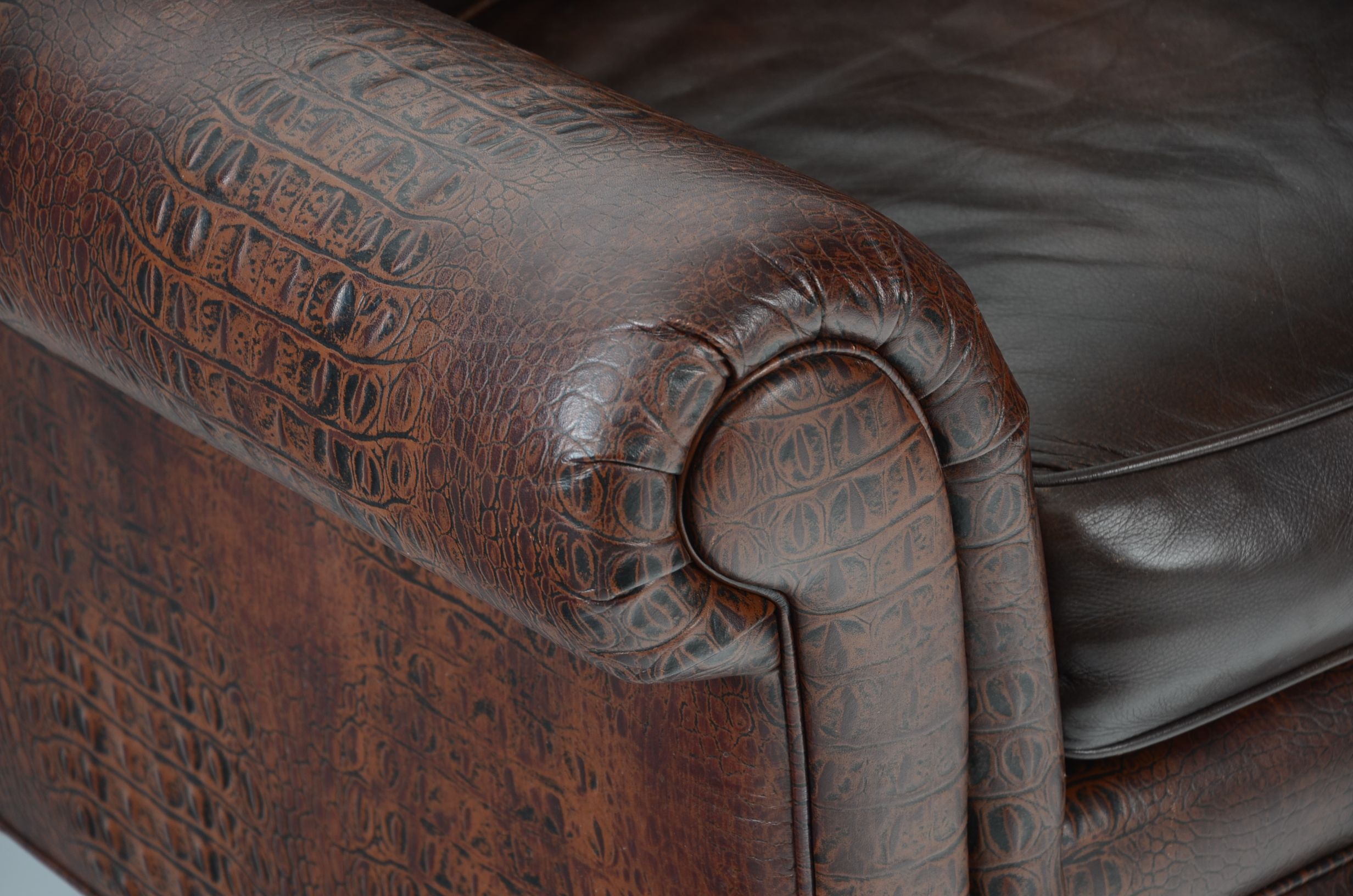 Hancock & Moore Faux Alligator Embossed Leather Love Seat