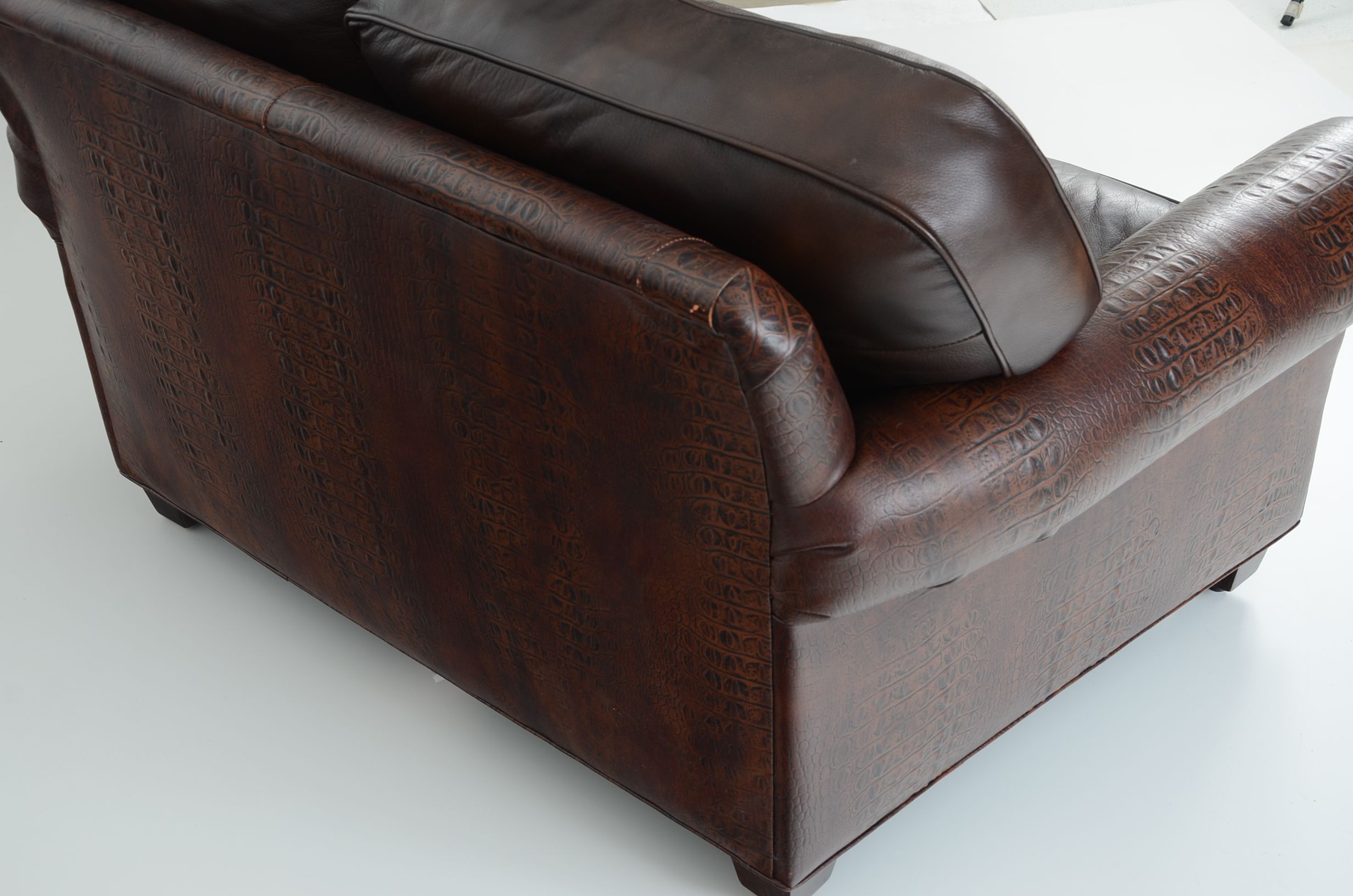 Hancock & Moore Faux Alligator Embossed Leather Love Seat