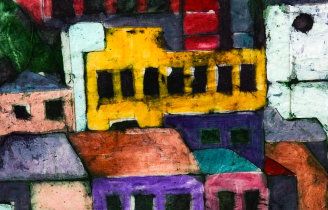 Original Lynn Elzey "Over the Rhine" Batik on Rice Paper