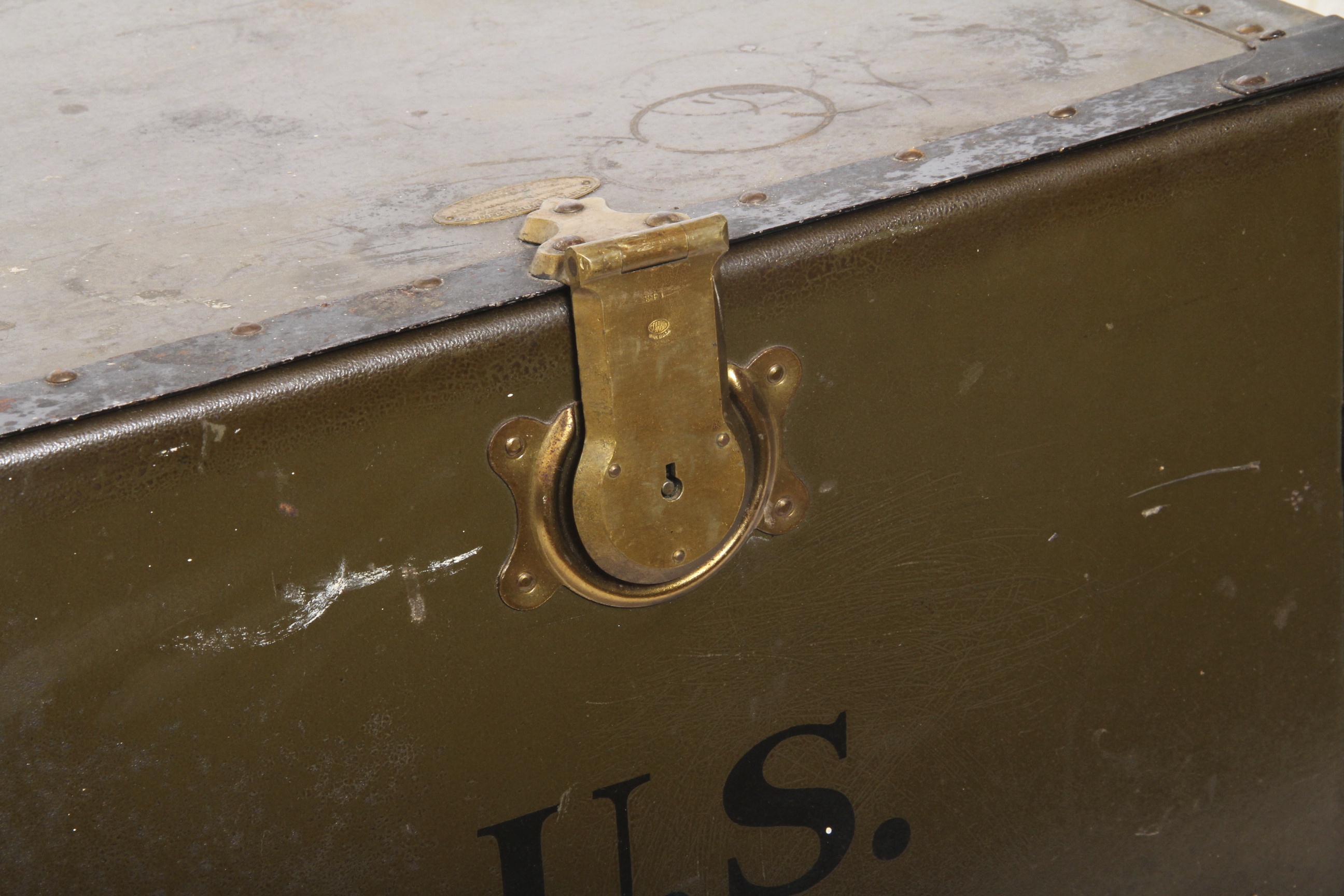 Vintage U.S. Military Officer's Field Desk Wood Drawer Interior