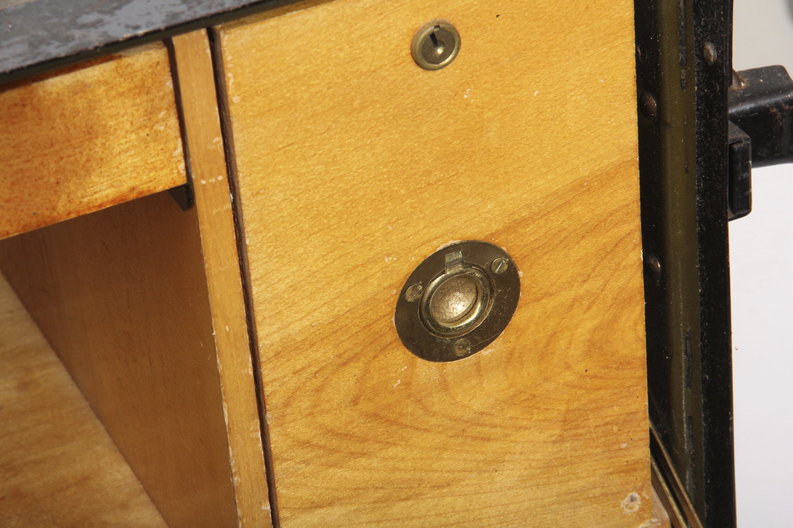 Vintage U.S. Military Officer's Field Desk Wood Drawer Interior