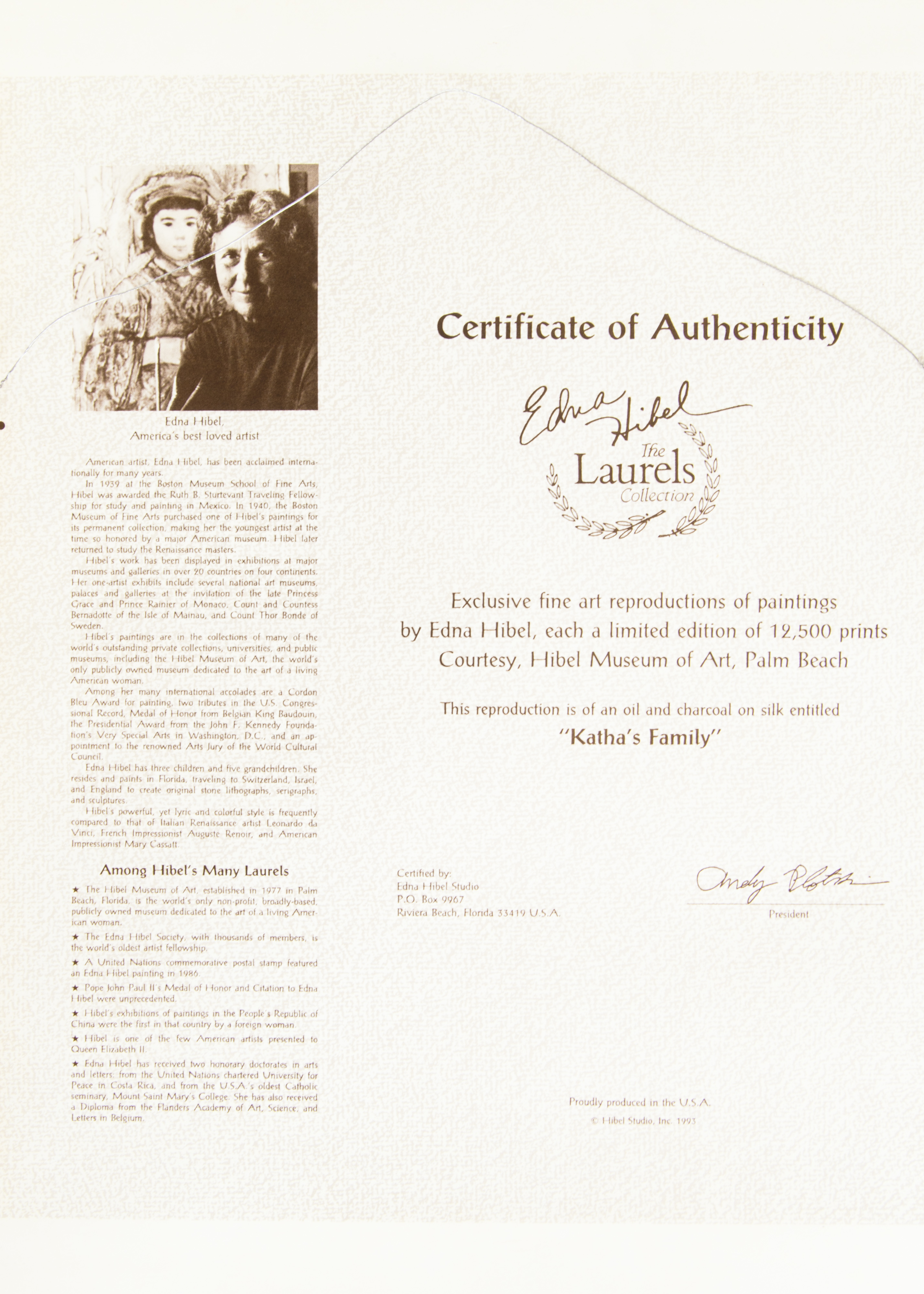 Edna Hibel Laurels Collection Offset Lithographs