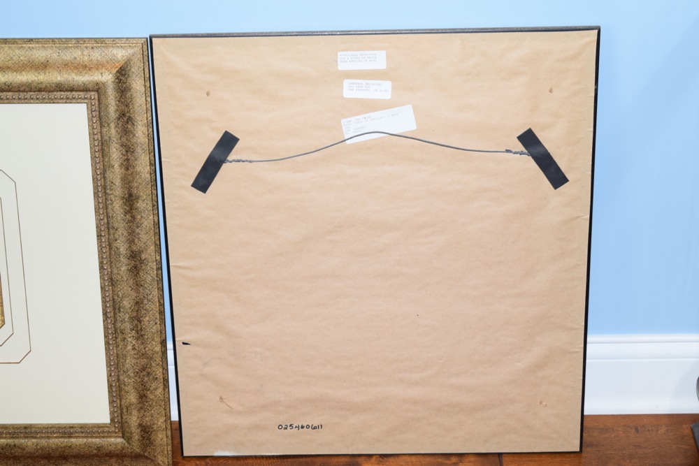 Pair of Matching Prints in Gold-Tone and Black Frame