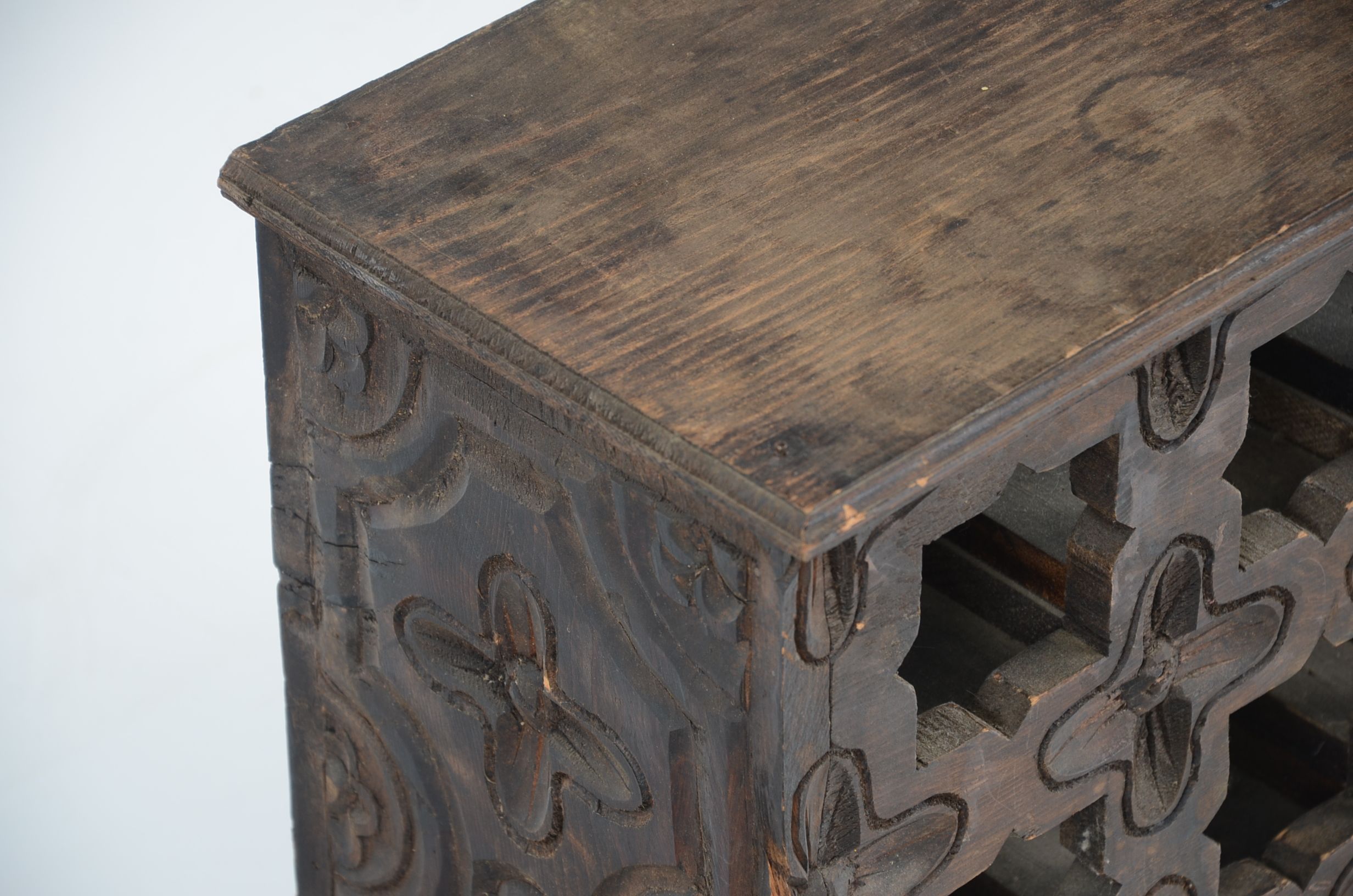 Carved Wood Wine Rack