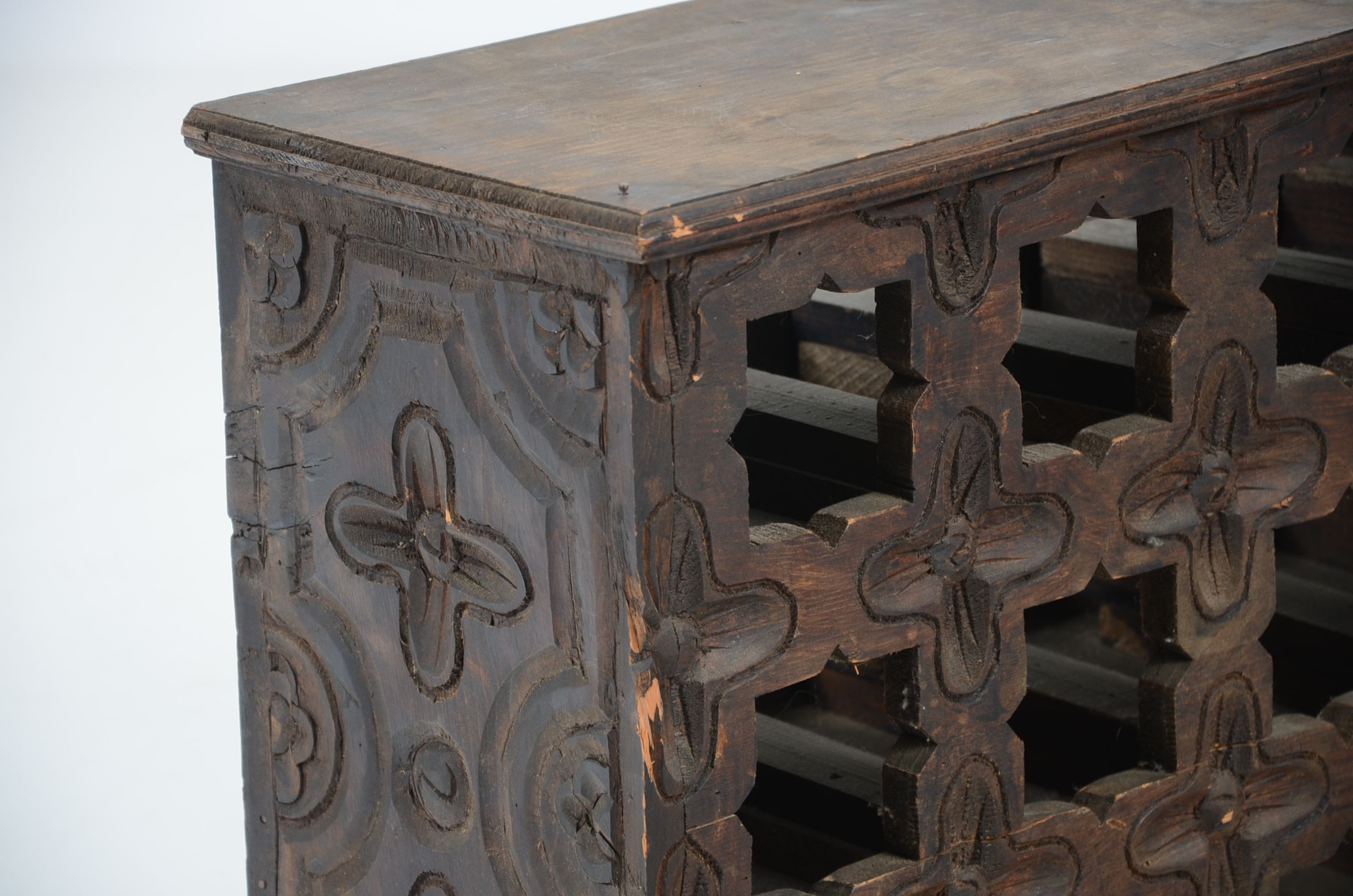 Carved Wood Wine Rack