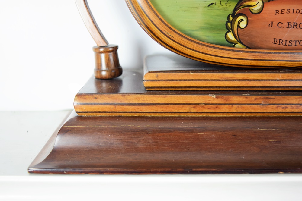 Rare J.C. Brown Acorn Shelf Clock with "Residence" Painting