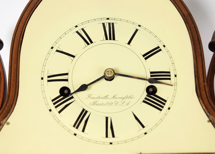 Rare J.C. Brown Acorn Shelf Clock with "Residence" Painting