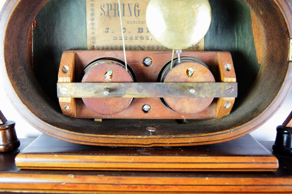 Rare J.C. Brown Acorn Shelf Clock with "Residence" Painting