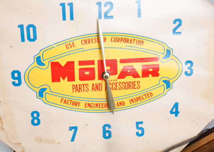 Vintage Mopar Auto Parts Clock and Auto Repair Manuals