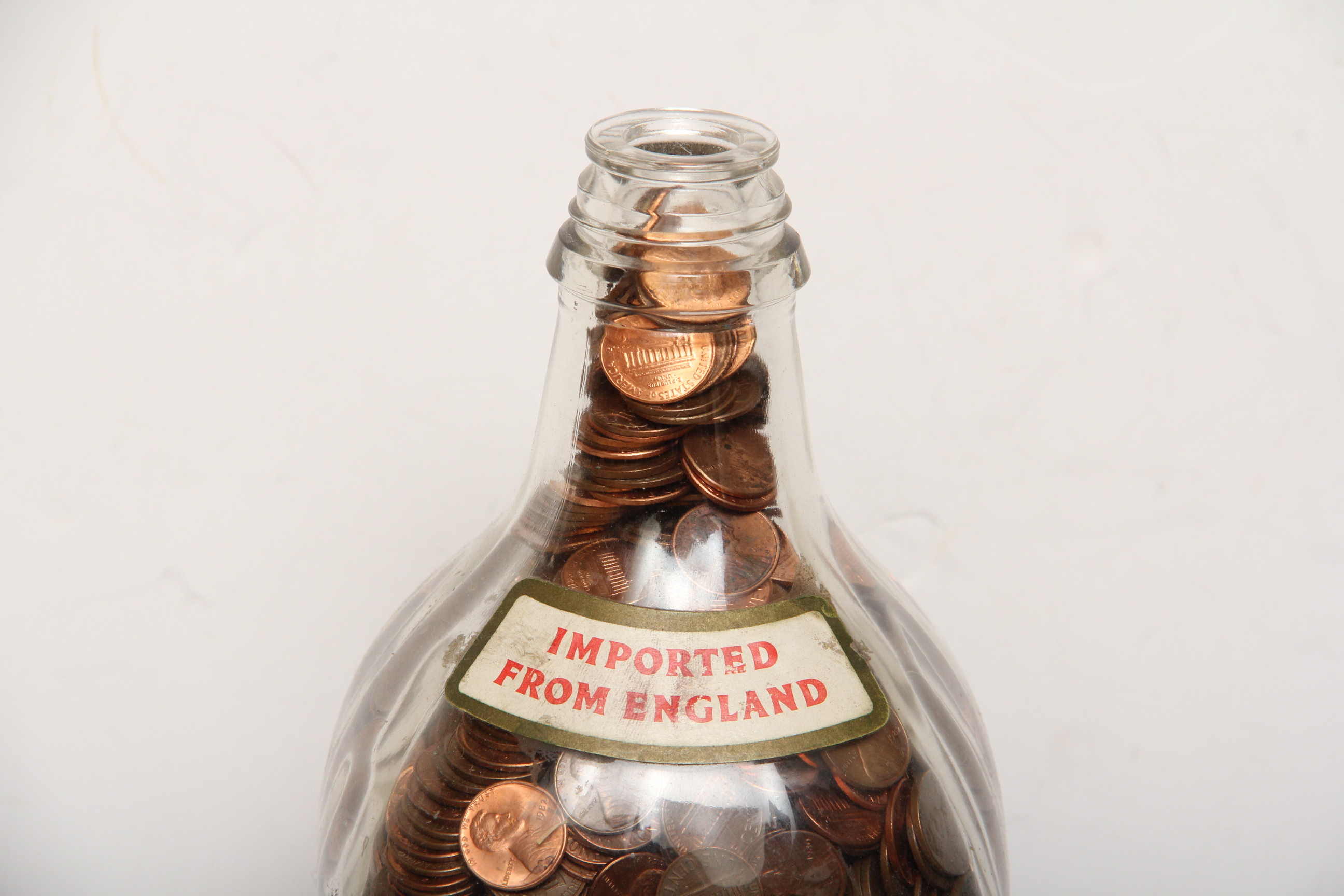 Oversized Beefeater Gin Bottle Filled With Pennies