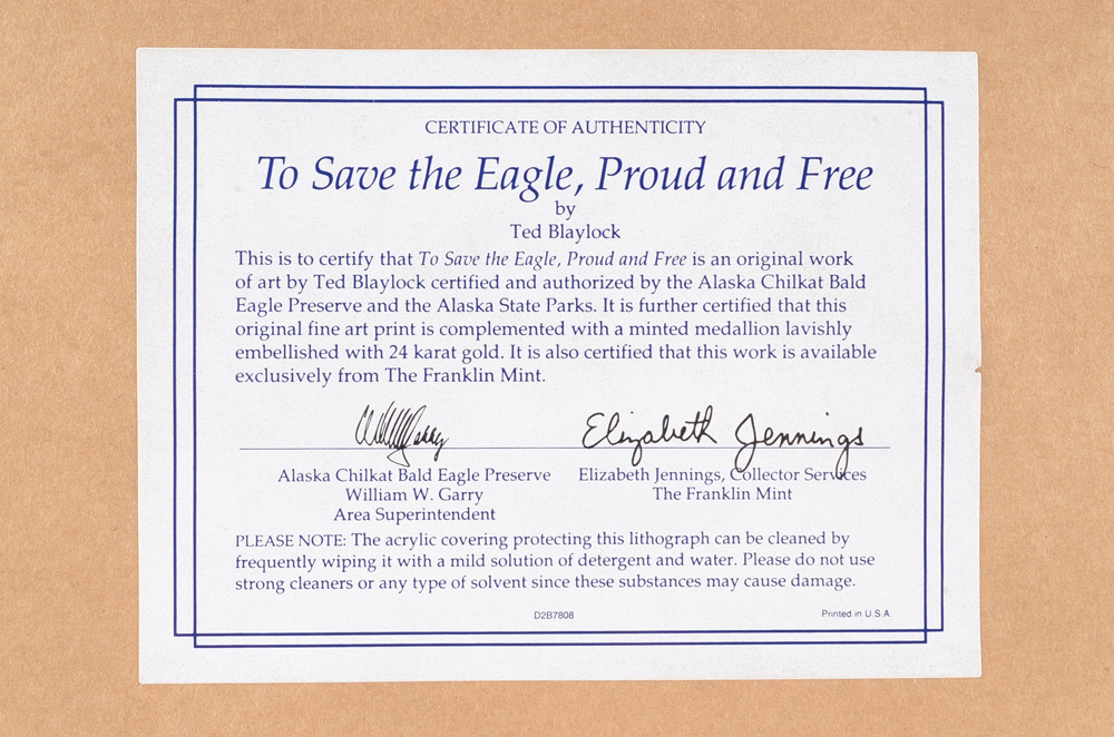 Ted Blaylock "To Save the Eagle, Proud and Free" Signed Print