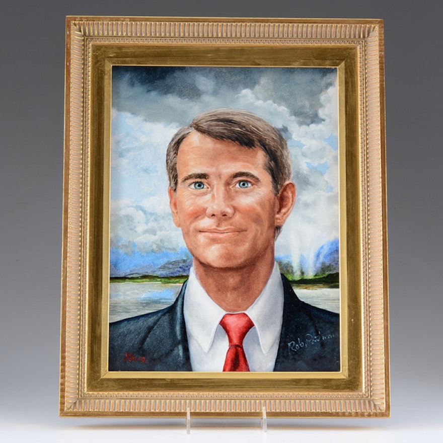 Oil on Board Portrait of Rob Portman by Tom Lohre