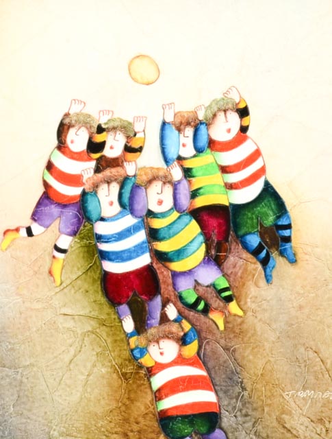 J. Roy Baz Original Oil Painting of Children Playing