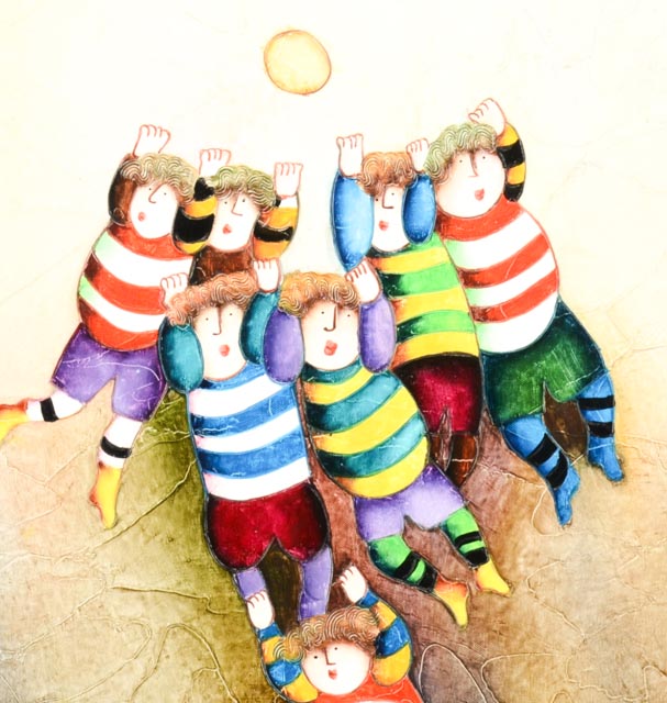 J. Roy Baz Original Oil Painting of Children Playing