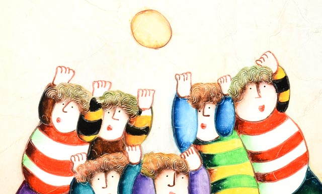 J. Roy Baz Original Oil Painting of Children Playing