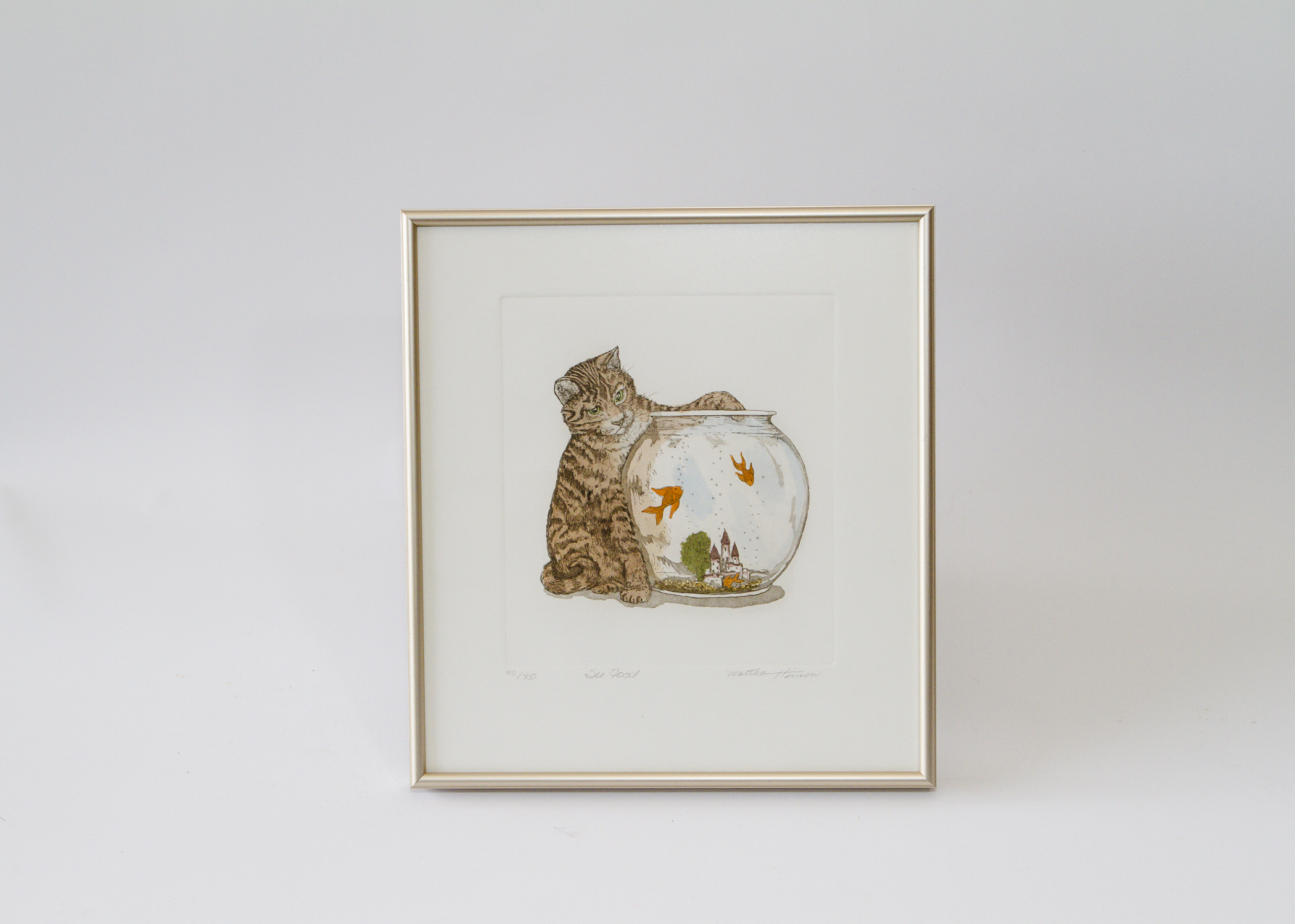 Martha Hinson Hand-Colored Etching Titled "Sea Food"