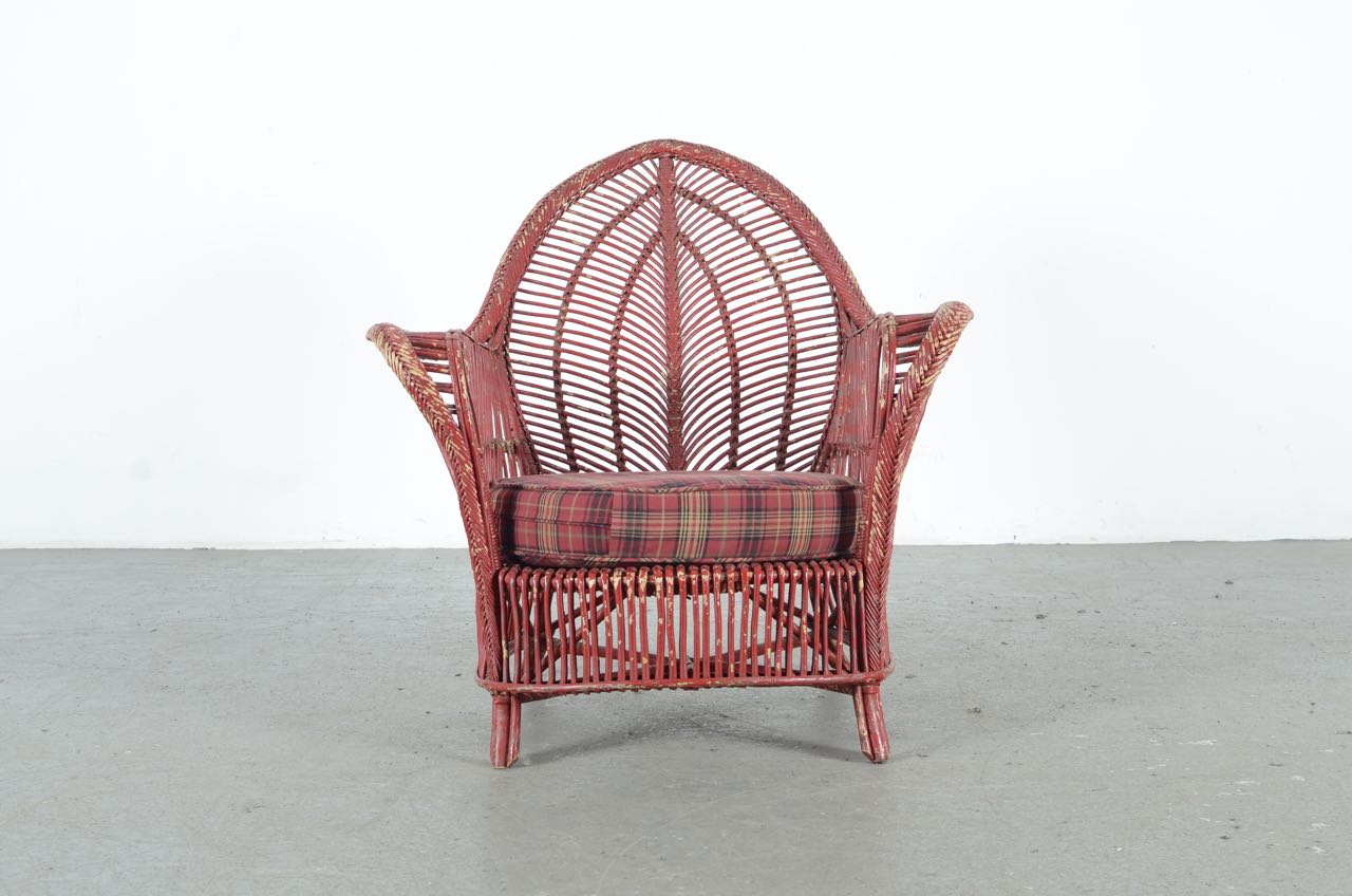 Red Wicker Patio Chair