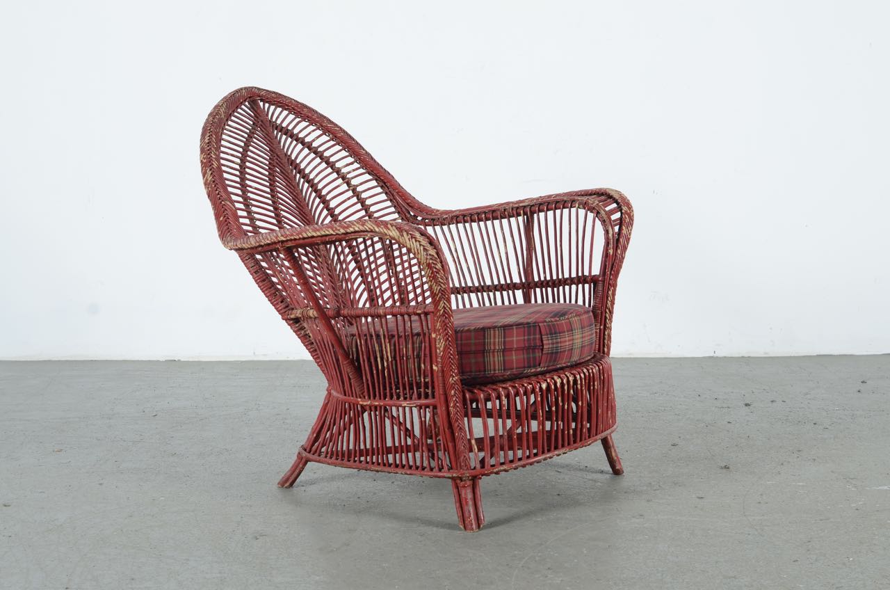 Red Wicker Patio Chair