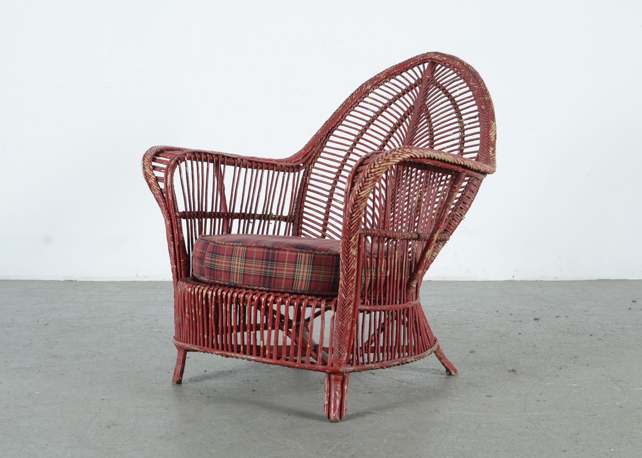 Red Wicker Patio Chair