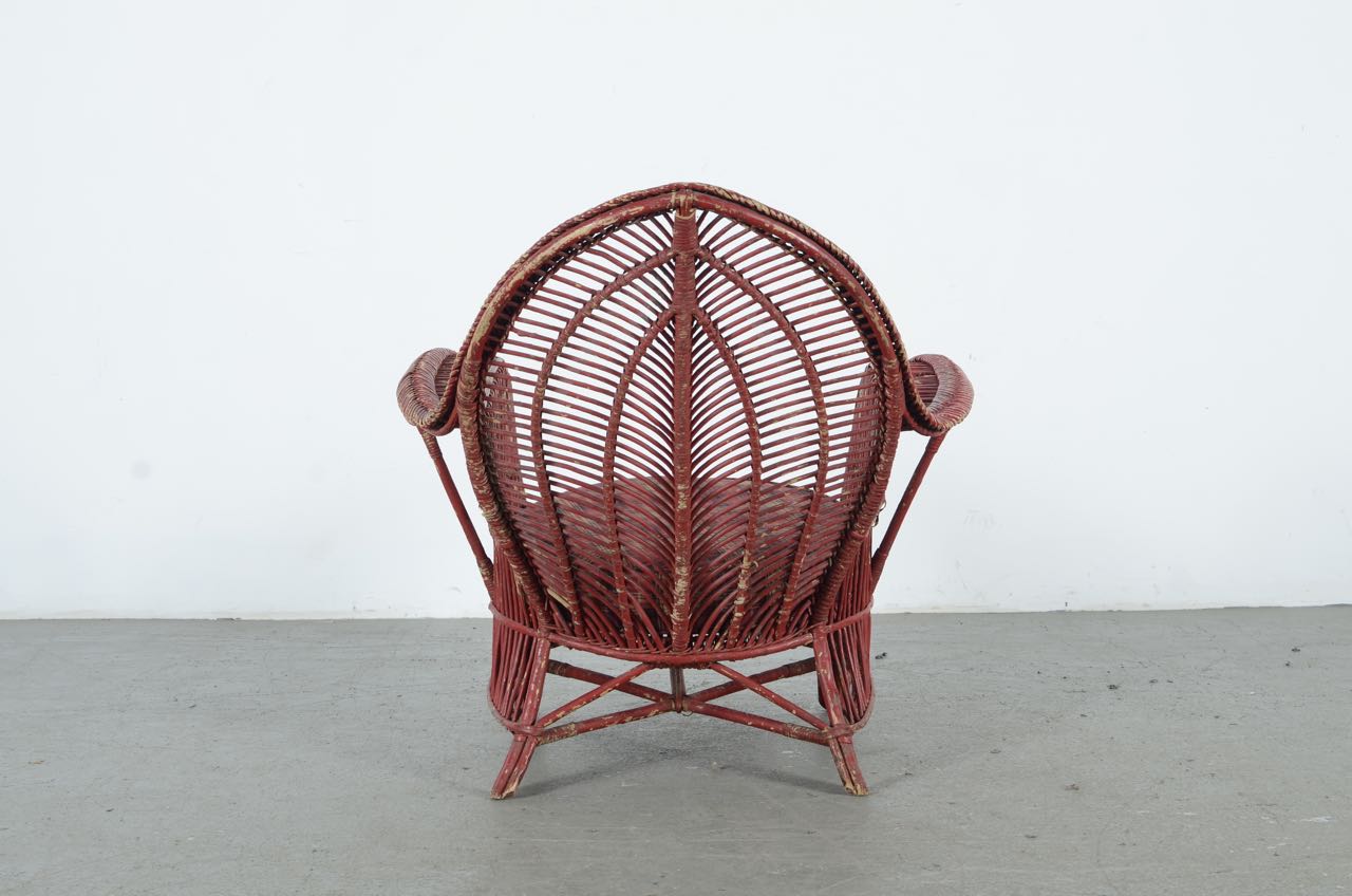 Red Wicker Patio Chair
