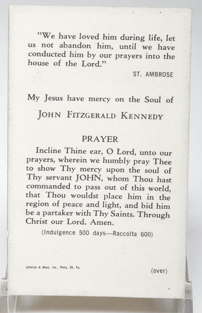 A Vintage JFK Prayer Card