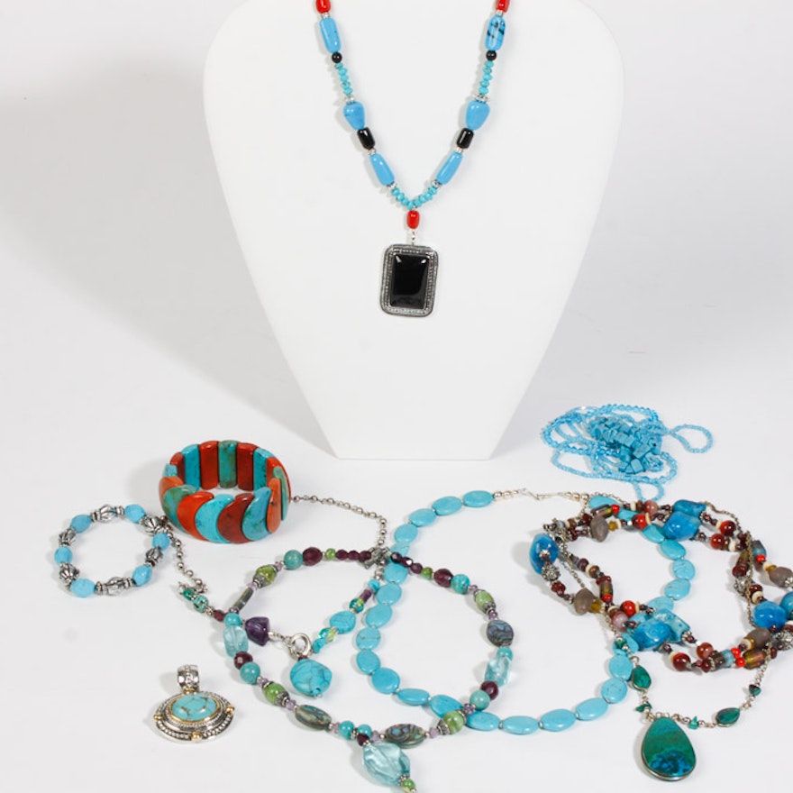 August Max Necklace and Assorted Turquoise Fashion Jewelry