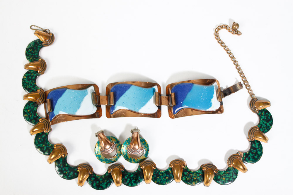 Vintage Jewelry to Include Matisse Copper Enamel Necklace