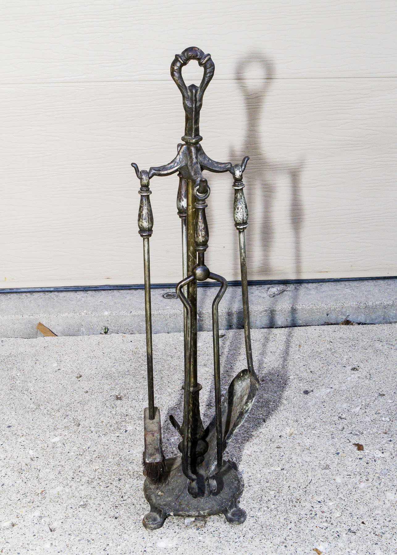 Vintage Steel Fireplace Tools with Andirions