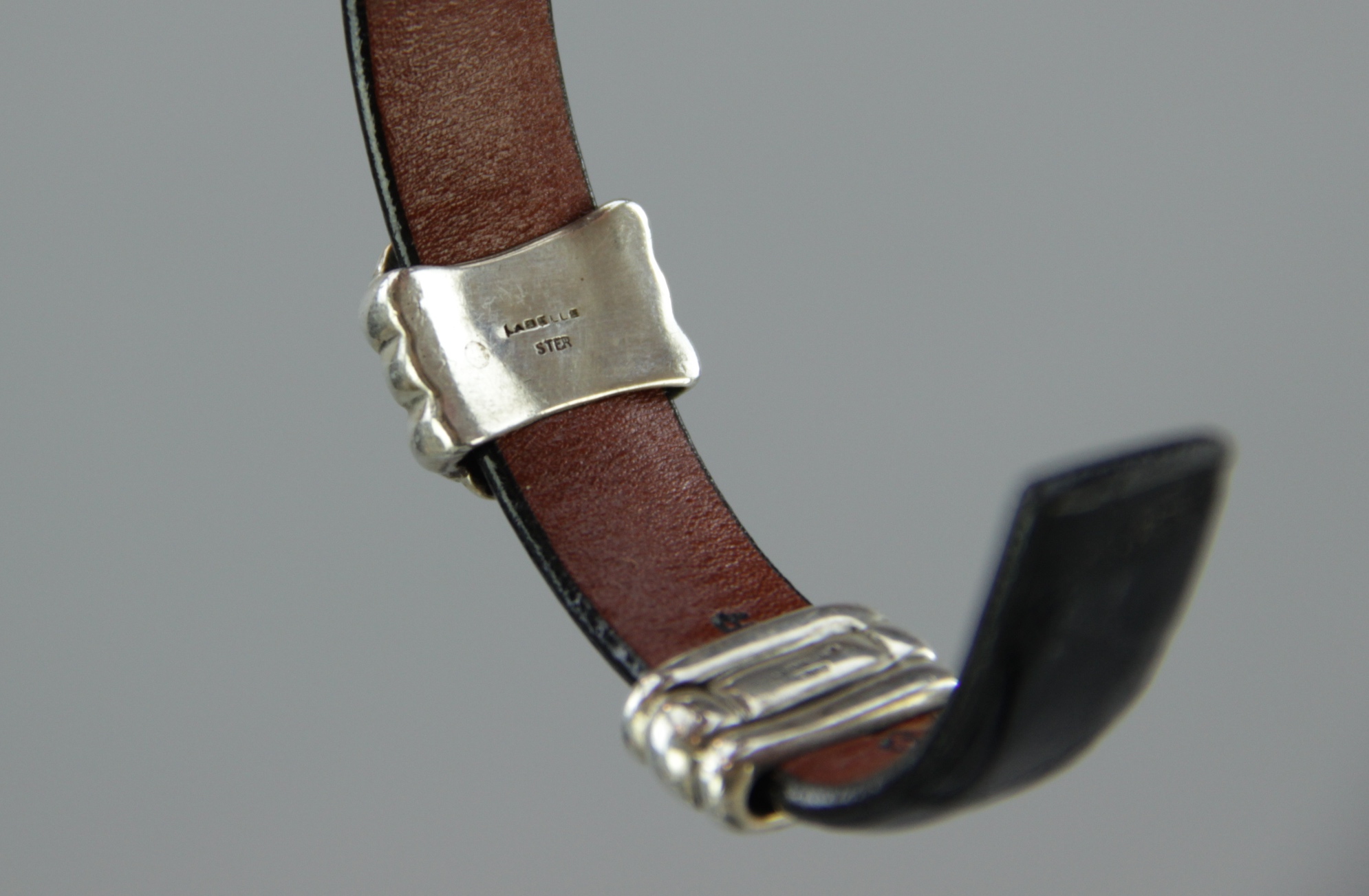 LaBelle Sterling and Leather Bracelet