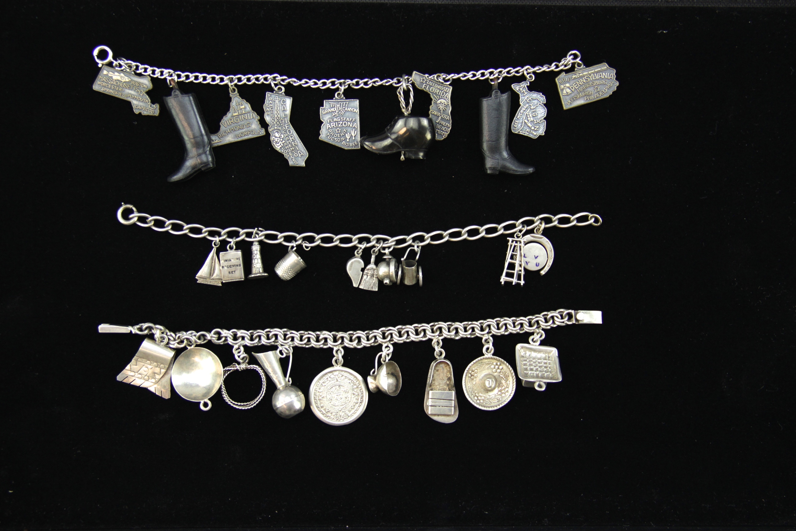 Trio of Sterling Charm Bracelets