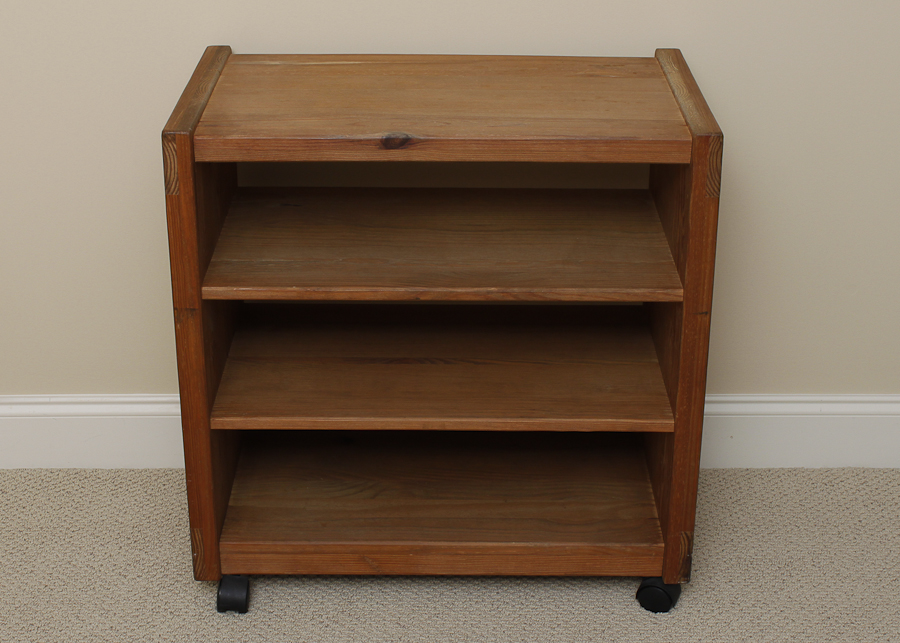 Oak Two Shelf Table on Wheels