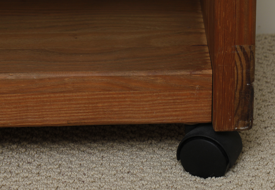 Oak Two Shelf Table on Wheels