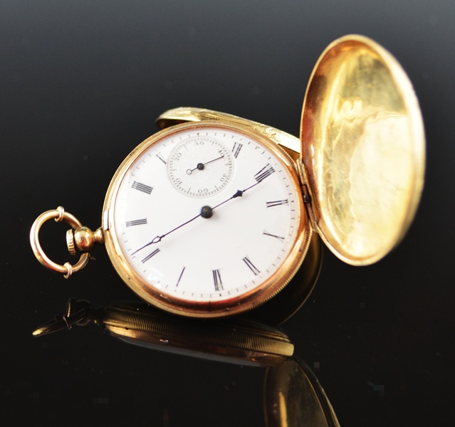 8K Gold Filled A. Laffite "Geneve" Hunter-Case Pocket Watch