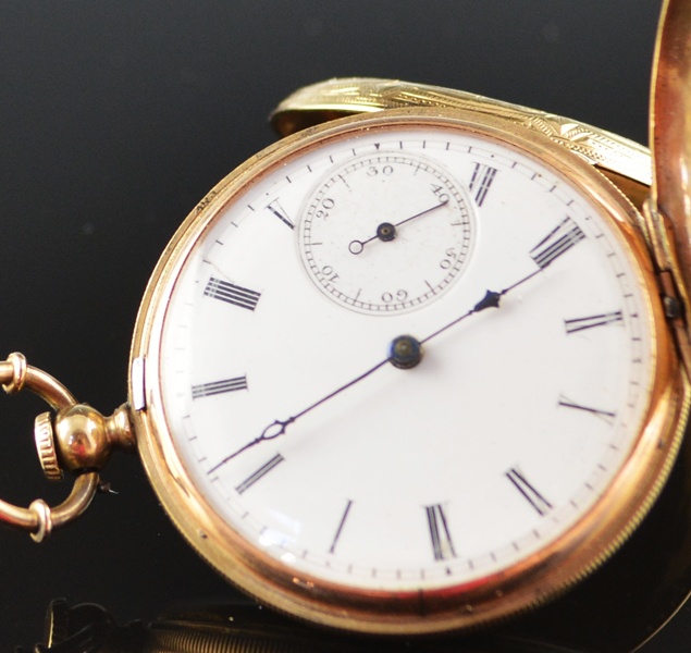 8K Gold Filled A. Laffite "Geneve" Hunter-Case Pocket Watch