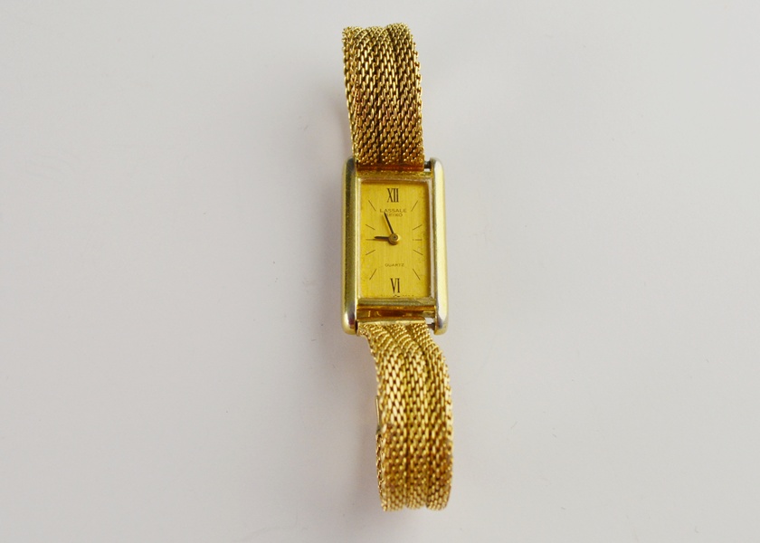 Seiko Lasalle Ladies Watch With 14K Gold Mesh Bracelet Band